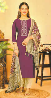 Ambarlyn Roman Silk Salwar Kameez | Embroidered Sequins Work | Ethnic Printed Silk Dupatta